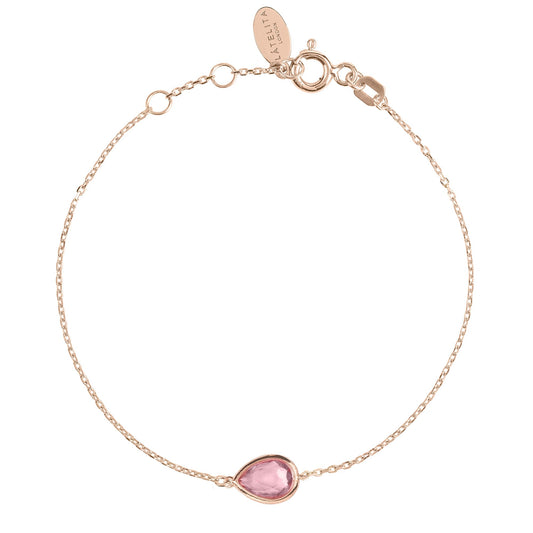 Pisa Mini Teardrop Bracelet Rosegold Pink Tourmaline