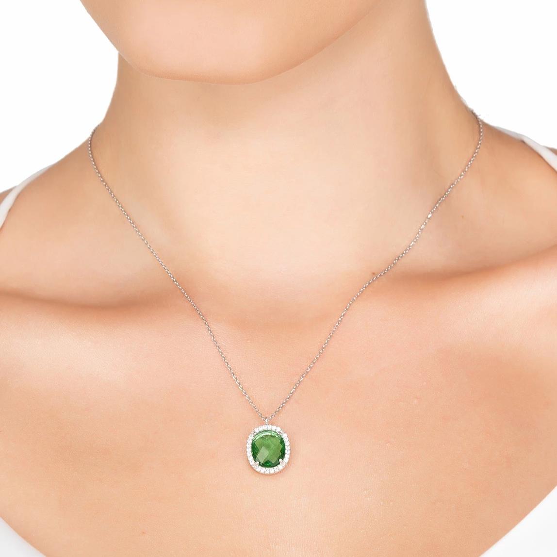 Beatrice Necklace Silver Green Amethyst Hydro